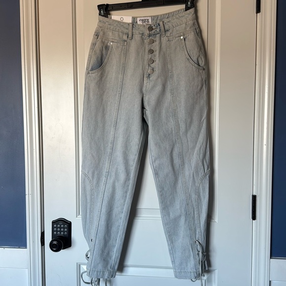 New w tags * Insane Gene Balloon Jeans Tie Hem Light Wash High Waisted Size 3/25 - Picture 1 of 16